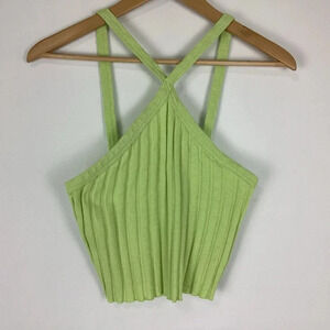 Zara Ribbed Halter Top Medium